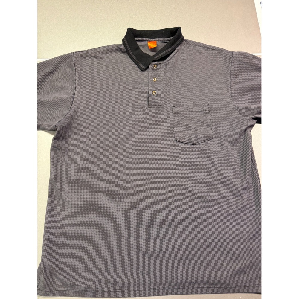 Red Kap Mens Grey Black Short Sleeve Pocket Polo Shirt Workwear‎ Size XL